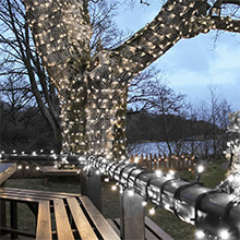 White outdoor Christmas tree lights