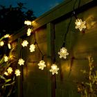 5m Outdoor Battery Snowflake Fairy Lights, Green Cable