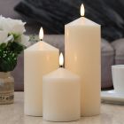 Ivory Battery Real Wax Authentic Flame LED Chapel Candle, 3 Pack