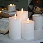 White Battery Real Wax Authentic Flame LED Candle, 3 Pack