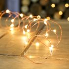 2m Battery Copper Firefly Wire Fairy Lights, 20 Warm White LEDs
