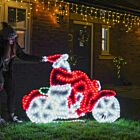 1.5m Outdoor Santa on Motorbike Tinsel Silhouette, 672 Multi Colour LEDs