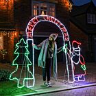 2.6m Outdoor Christmas Santa Tree Archway Silhouette, 600 Multi Colour LEDs