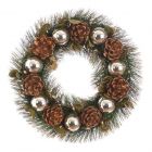 36cm Silver Baubles and Pinecone Christmas Wreath