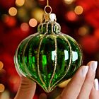 8cm Green Translucent Glass Christmas Tree Bauble