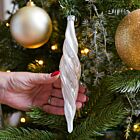 20cm White Pearlescent Twisted Glass Christmas Tree Bauble