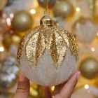 9cm Ombre Copper Glitter Segment Glass Christmas Tree Bauble