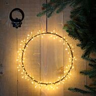 30cm Hanging Cluster Wreath Christmas Silhouette, Antique White LEDs