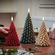 Battery Christmas Tree Wax Candles, Traditional Colours, 3 Pack 