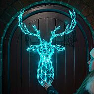 80cm Outdoor Battery Stag Head with Remote Control, Colour Select LEDs