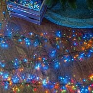 4.9m Outdoor Firefly Micro Wire Cluster Lights on Green Wire, 720 Multi Colour LEDs