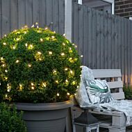 20m Indoor & Outdoor Battery Clear Berry Fairy Lights, Warm White LEDs, Green Cable