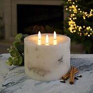 3 Wick Marble Battery Wax Authentic Flame Candle