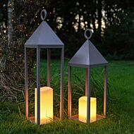 Indoor & Outdoor Battery Oslo Candle Lantern, 2 Pack, Grey