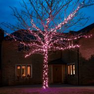 5m Pink Fairy Lights, Connectable, 50 LEDs, Dark Green Cable