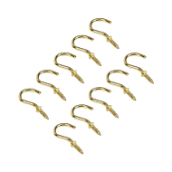 Outdoor Brass Cup Hooks for Walls and Ceilings, 10 Pack