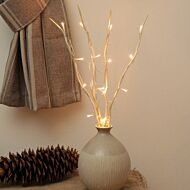 4 Battery Cream Twig Lights with Timer, 16 Warm White LEDs, 60cm