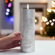 19cm Battery Silver Feather Candle with Remote