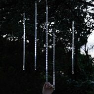 2m Outdoor Snowfall Icicle Lights, 150 White LEDs, 5 x 70cm Drop