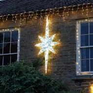 2m Aluminium Outdoor Rattan Christmas North Star Motif, White Twinkle LEDs