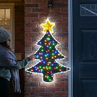 1m Outdoor Christmas Tree Tinsel Silhouette, 186 Multi Colour LEDs