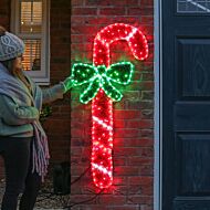 1.3m Outdoor Candy Cane Tinsel Christmas Silhouette, Static and Flashing LEDs