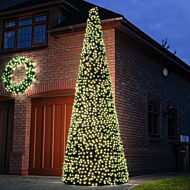 4m Outdoor Green Commercial Pre Lit Christmas Cone Tree, Rubber Cable Warm White ConnectGo® LEDs