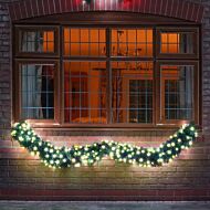 2.5m Outdoor Green Commercial Christmas Pre Lit Garland, Warm White ConnectGo® LEDs