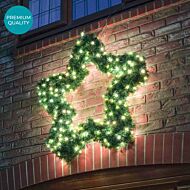 1.2m Outdoor Green Commercial Christmas Pre Lit Star Wreath,  ConnectGo® LEDs