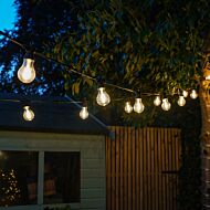 Large A60 Festoon Lights, Connectable, Filament Effect Clear LED Bulbs, Black Rubber Cable