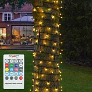 Outdoor Connectable Colour Select LED String Lights, Black Rubber Cable
