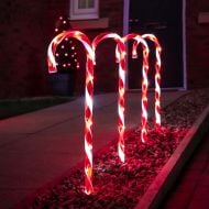 Outdoor Red and White Candy Cane Christmas Stake Lights, 4 Pack