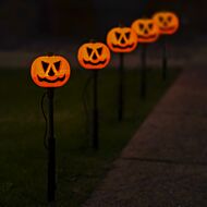 Outdoor Battery Halloween Pumpkin Stake Lights, 5 Pack