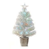 2ft Fibre Optic White Christmas Tree, Multi Coloured LED