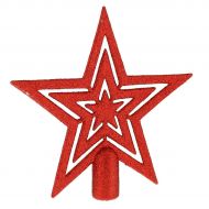 17cm Red Glittered Star Christmas Tree Topper Decoration