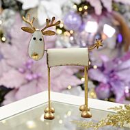 White and Gold Metal Standing Reindeer Decoration