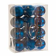 24 x 8cm Royal Blue Assorted Shatterproof Christmas Tree Baubles