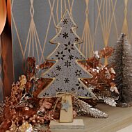 30cm Wooden and Grey Suede Effect Table Top Tree Decoration