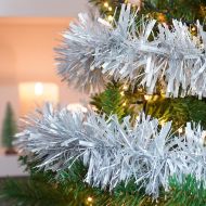 2m Matt Silver Tinsel Christmas Tree Decoration
