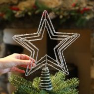 30cm SIlver  Star Christmas Tree Topper Decoration