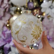 10cm Gold Glitter Glastic Christmas Tree Bauble