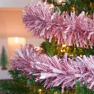 2m Red and White Gingham Tinsel Christmas Tree Decoration