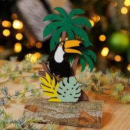 16cm Laser Cut Toucan Tropical Scene Table Decoration
