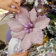 40cm Lilac Velvet Magnolia Stem Christmas Tree Decoration
