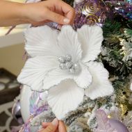 40cm Velvet Magnolia Stem Christmas Tree Decoration