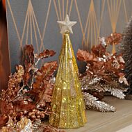 Battery Gold Crackle Effect LED Table Top Christmas Tree