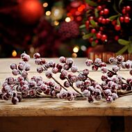 1.3m Frosted Burgundy Cluster Berry Christmas Garland