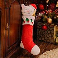 60cm Red and White Cat Design Christmas Stocking