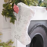 49cm White Snowflake Christmas Stocking