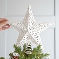 30cm White Glitter Star Christmas Tree Topper Decoration